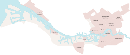 De Geldboom, gebieden van Rotterdam